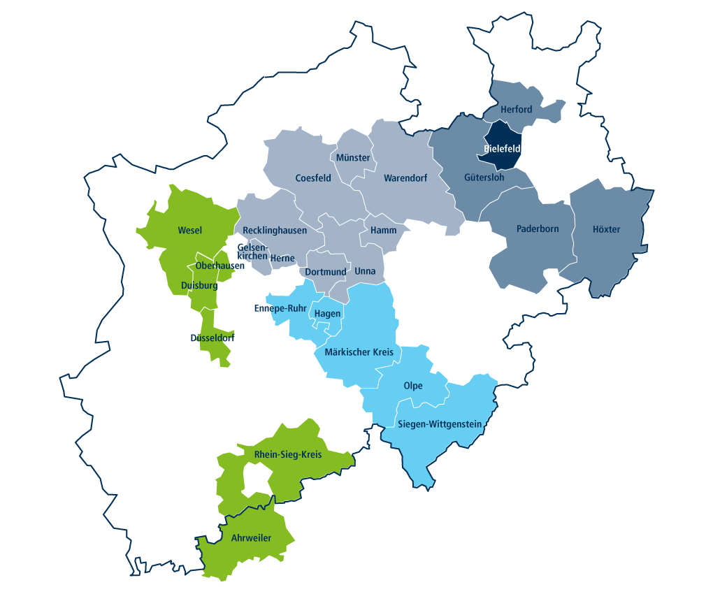 Karte der Regionen, wo Bethel.regional Einrichtungen hat